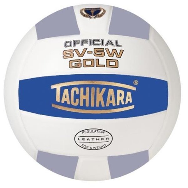 Tachikara Tachikara SV5W-GOLD.CBWSL Gold Competition Premium Leather Volleyball - College Blue-White-Silver Gray SV5W-GOLD.CBWSL